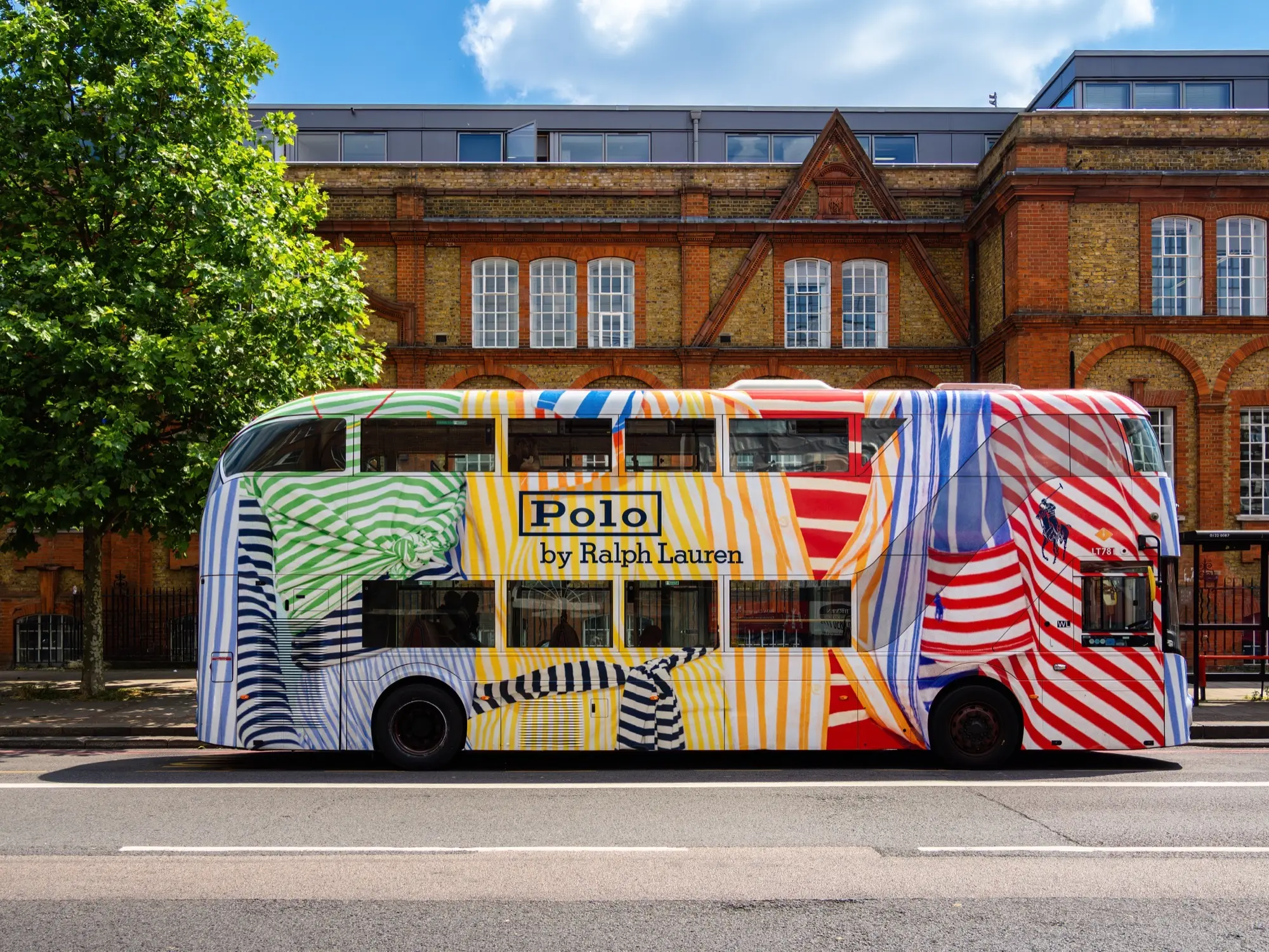 London bus with a full advertising wrap
