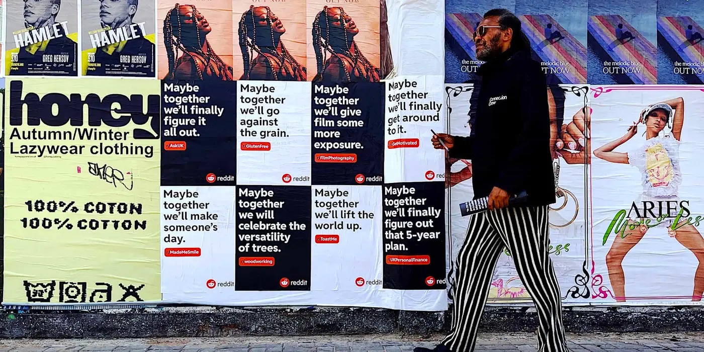 Wild posting and flyposting in Shoreditch, London
