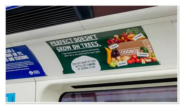 Internal tube carriage advertising panel above the windows